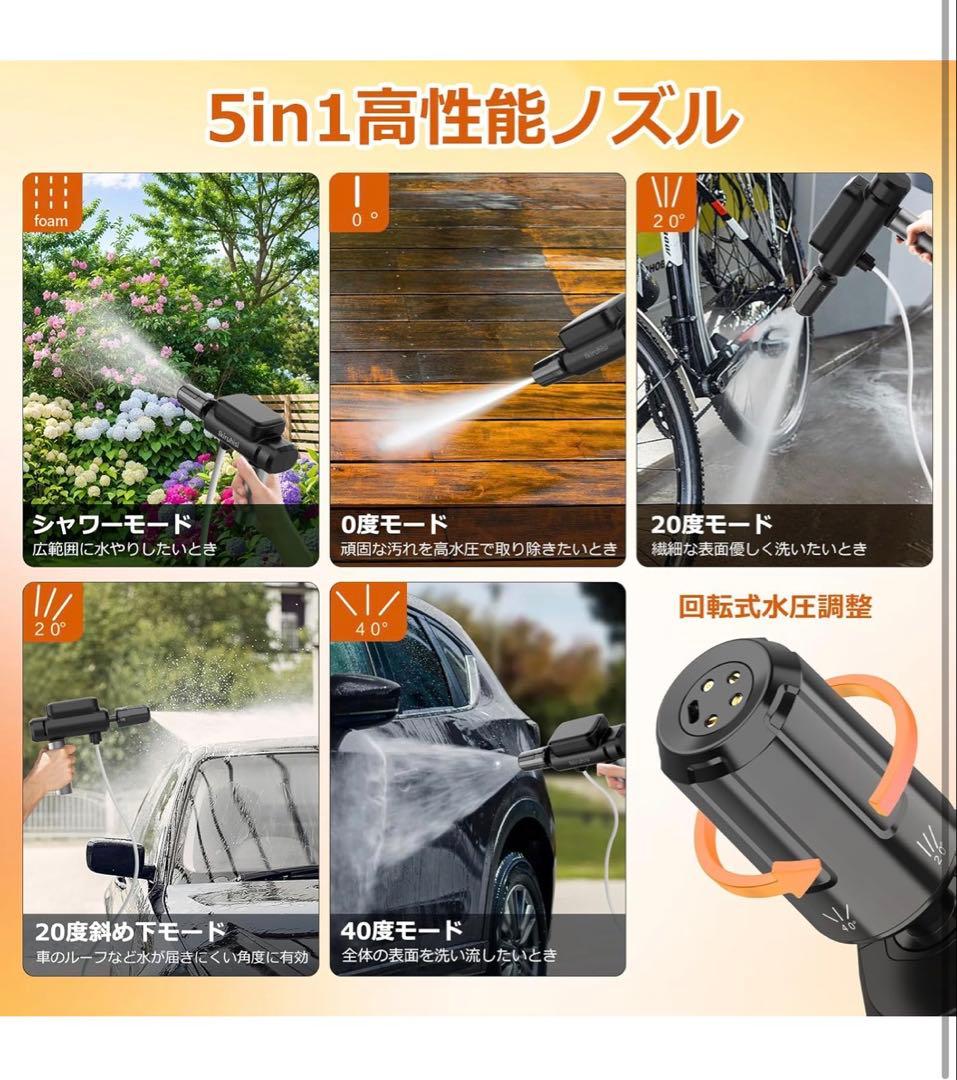 ✨新品未使用水圧・水量アップデート版高圧洗浄機 ハンディ コンパクト コードレス