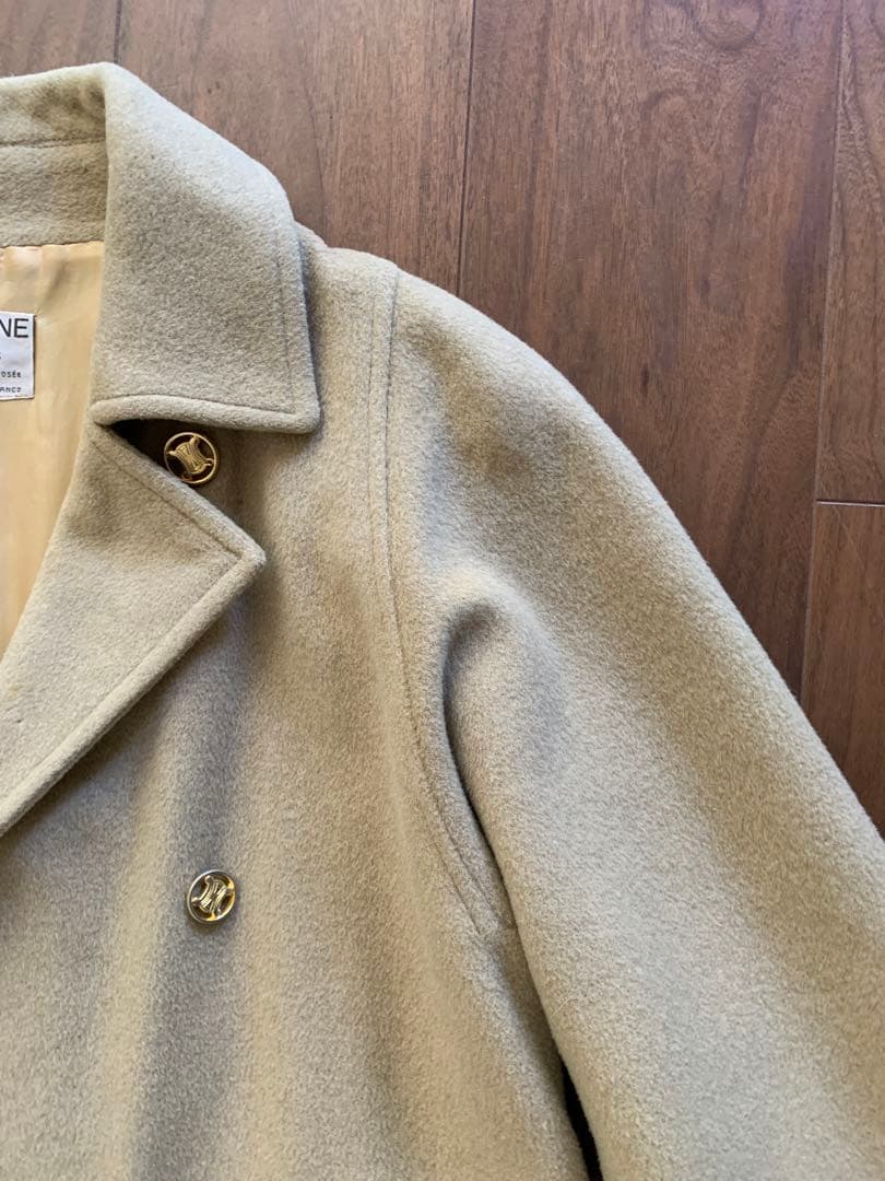 CELINE ウールコート ベージュ 金ボタン オールドセリーヌ