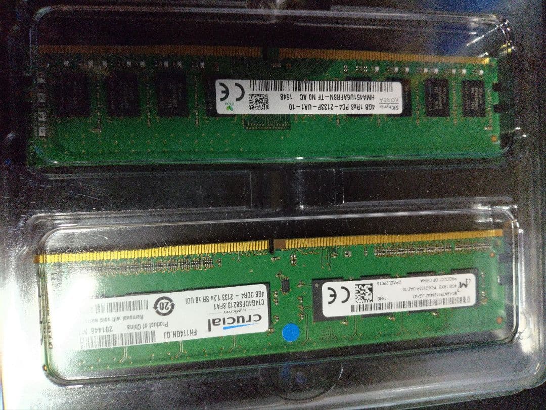 DDR4 4GB メモリ Crucial 他 4枚セット 計16GB