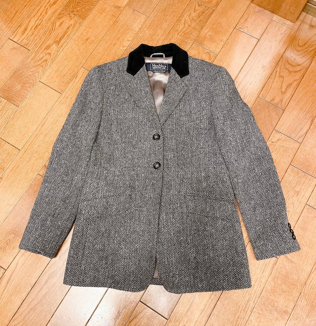 MAXMARA WEEKEND ヘリンボーンジャケットイタリア製40 ボタン欠品
