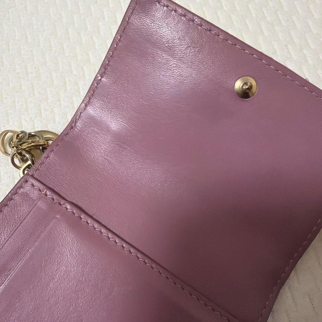 Dior パテントレザー ピンク 三つ折り財布