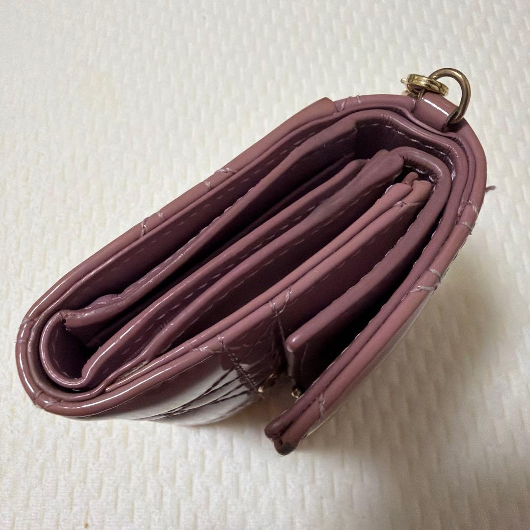 Dior パテントレザー ピンク 三つ折り財布