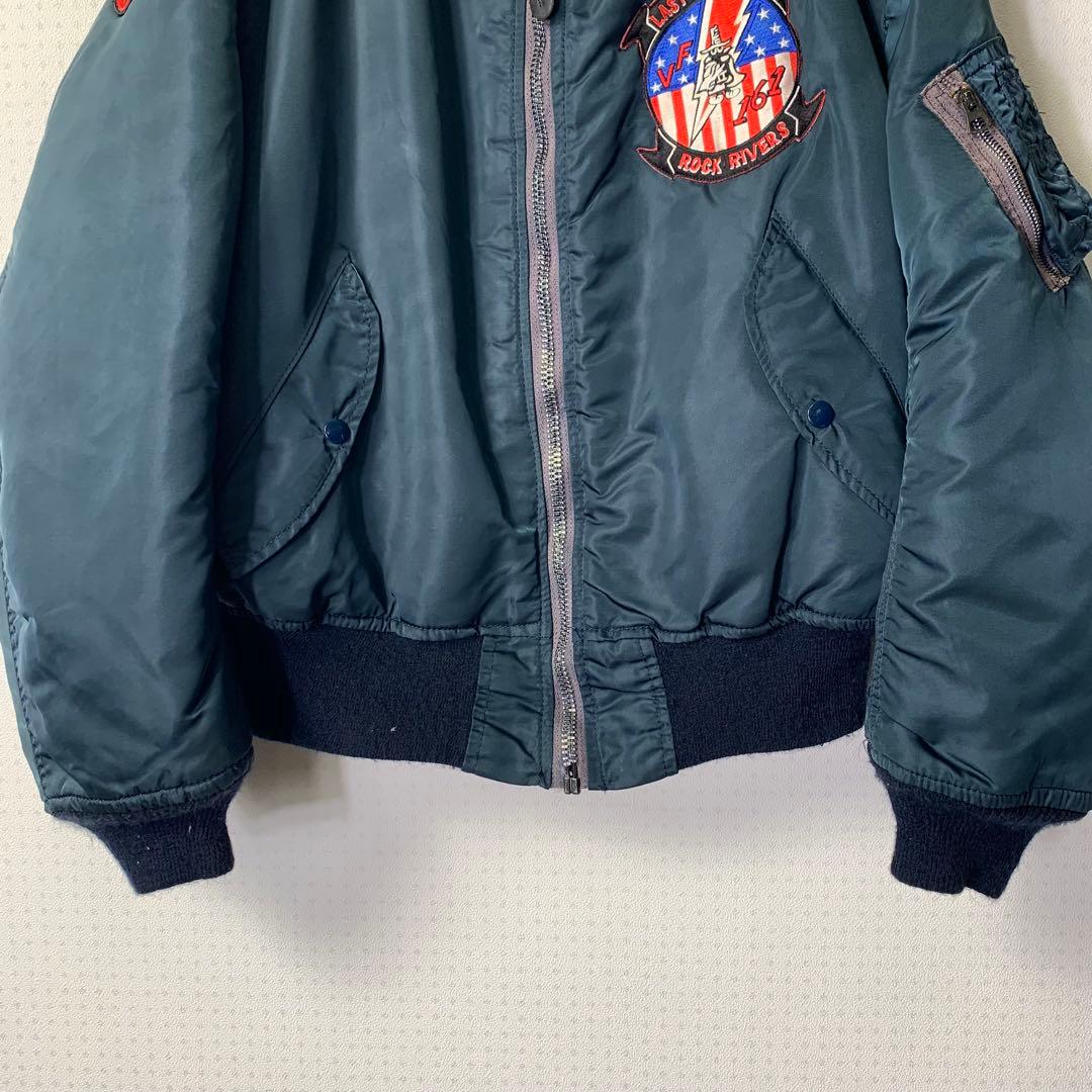 80s USA製 ALPHA MA-1 フライトジャケット ワッペン ネイビー