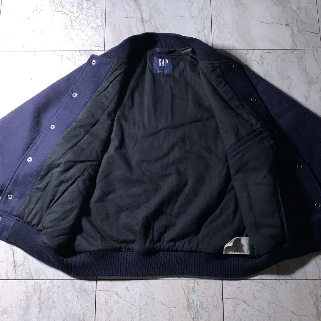 00s〜 OLD GAP メルトンウール 短丈 スタジャン ネイビー 無地 S
