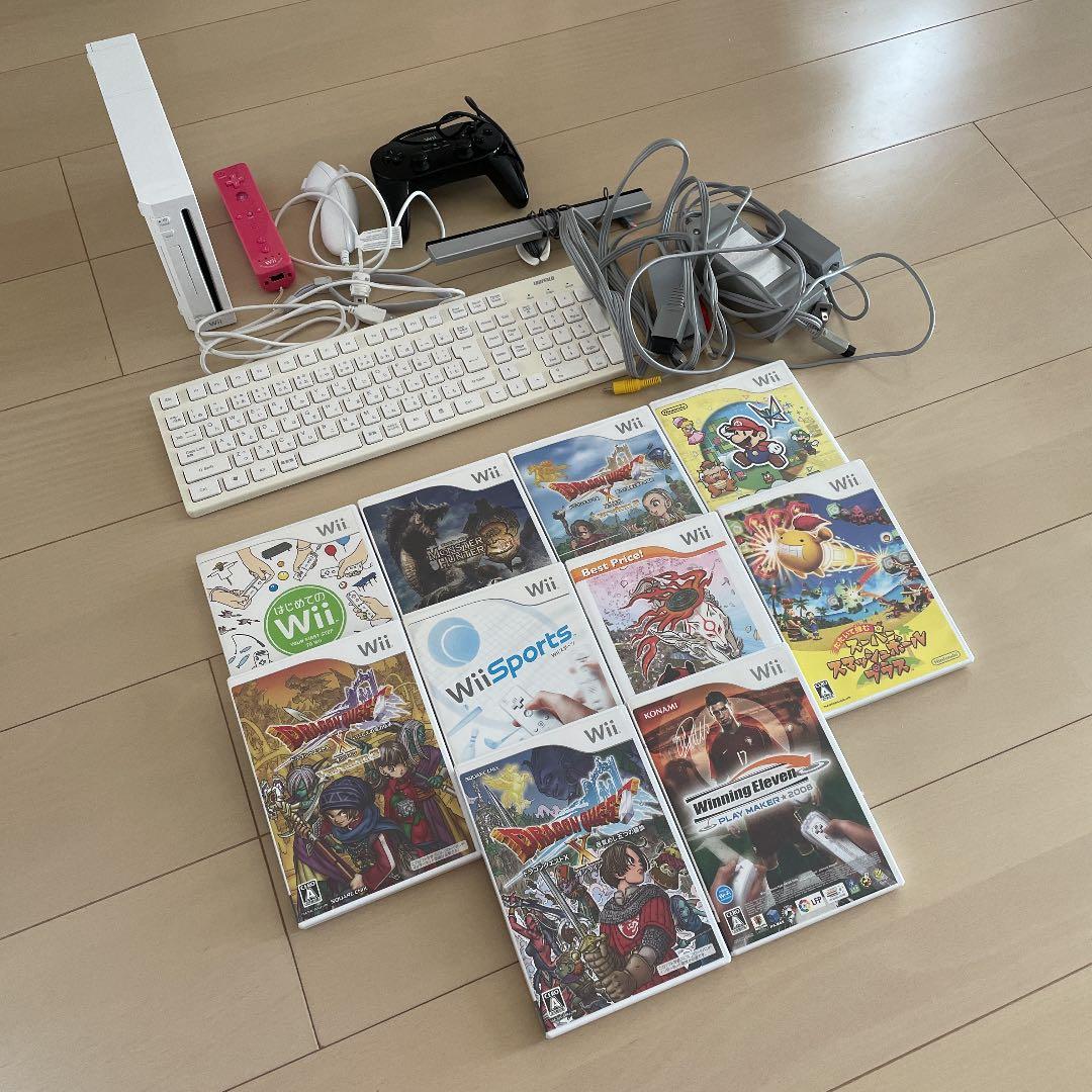 【バラ売り可】Wii本体+ソフト10枚+リモコン+ヌンチャク等セット