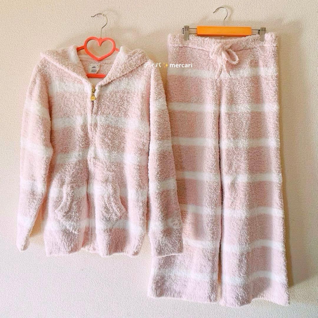 【新品未使用】ジェラートピケ　ルームウェア　上下セット　薄ピンク×白ボーダー