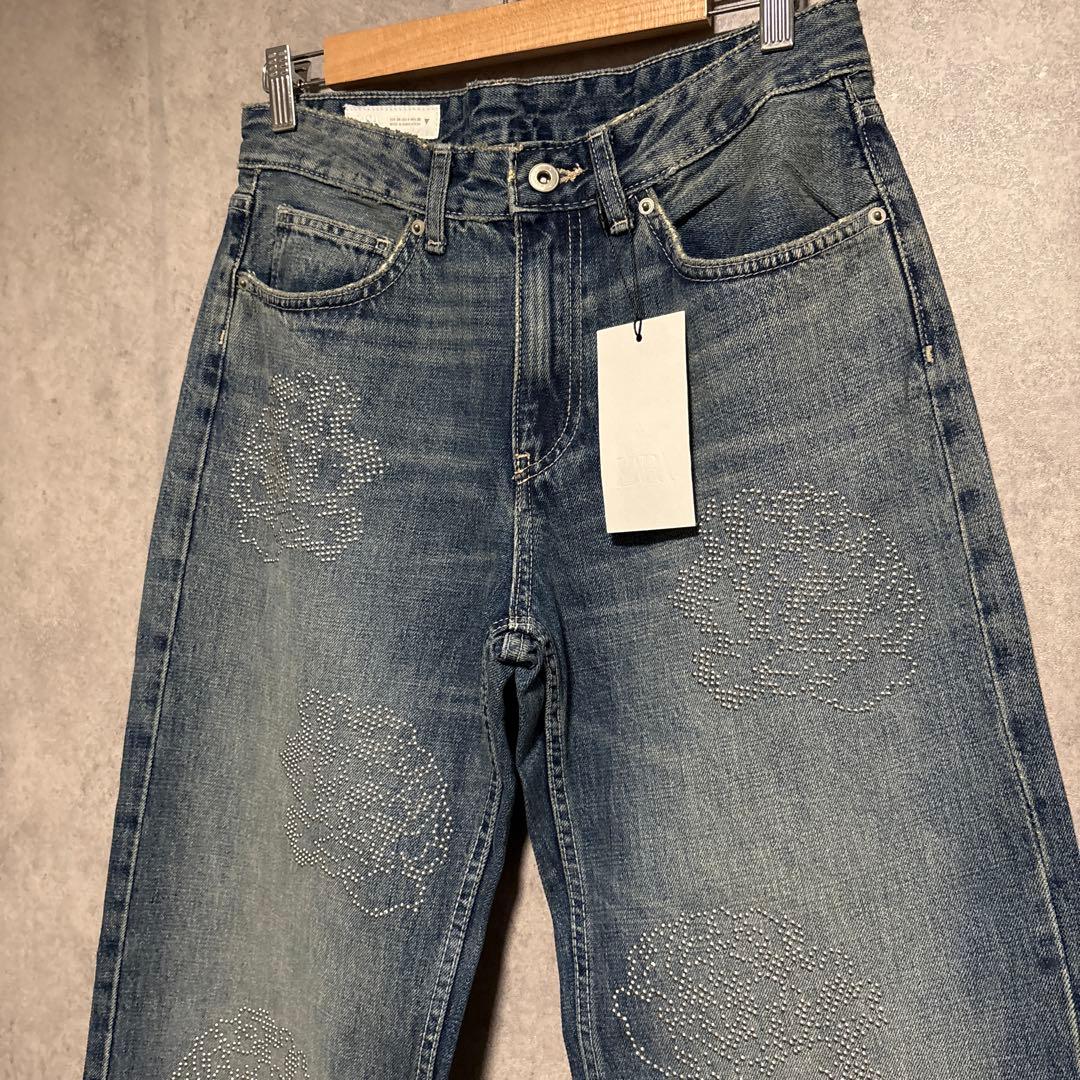 ZARA ザラ ハイウエストバレル TRF フラワーデニムパンツ EU36