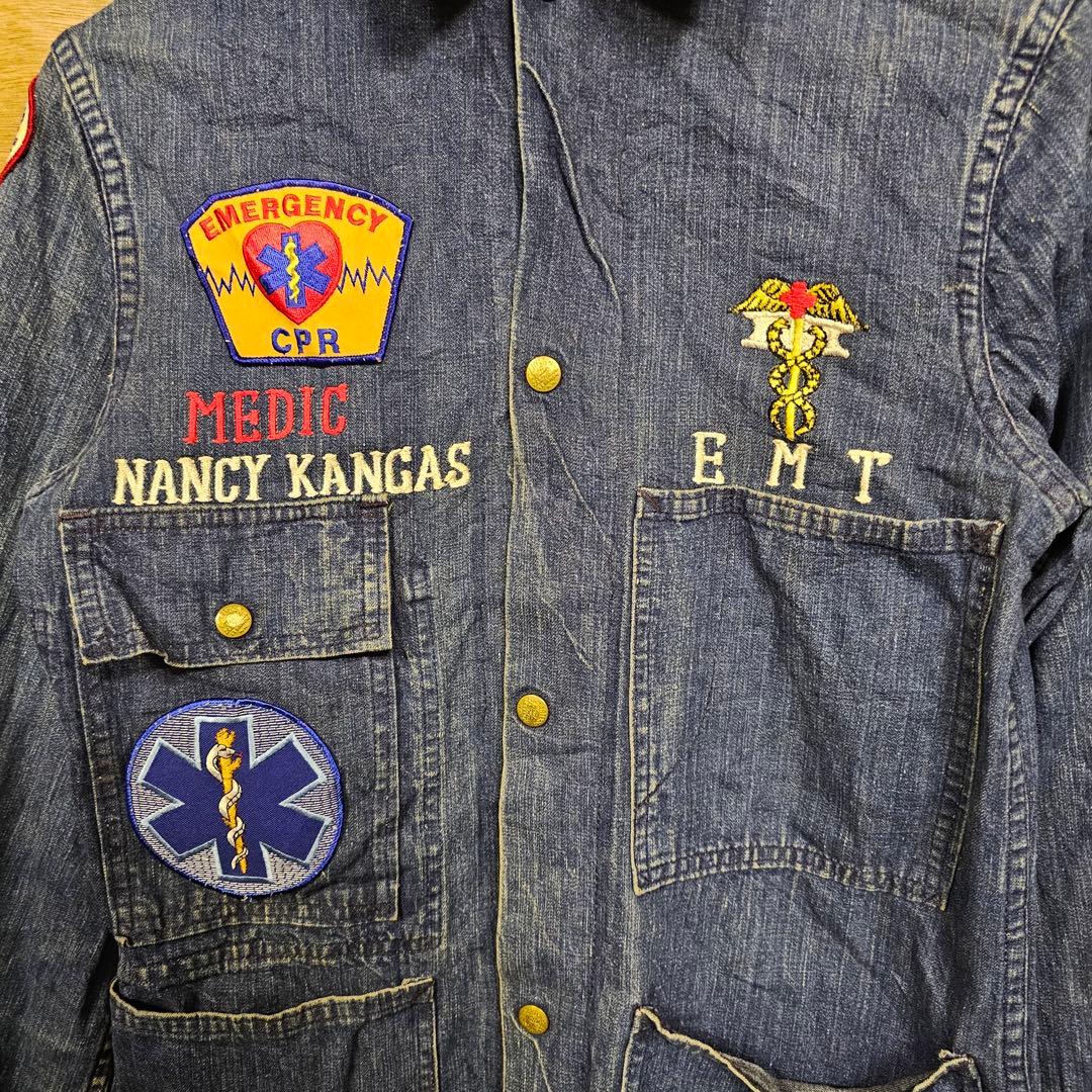 50s Carter’s デニムカバーオール　EMTロゴ　刺繍ワッペン