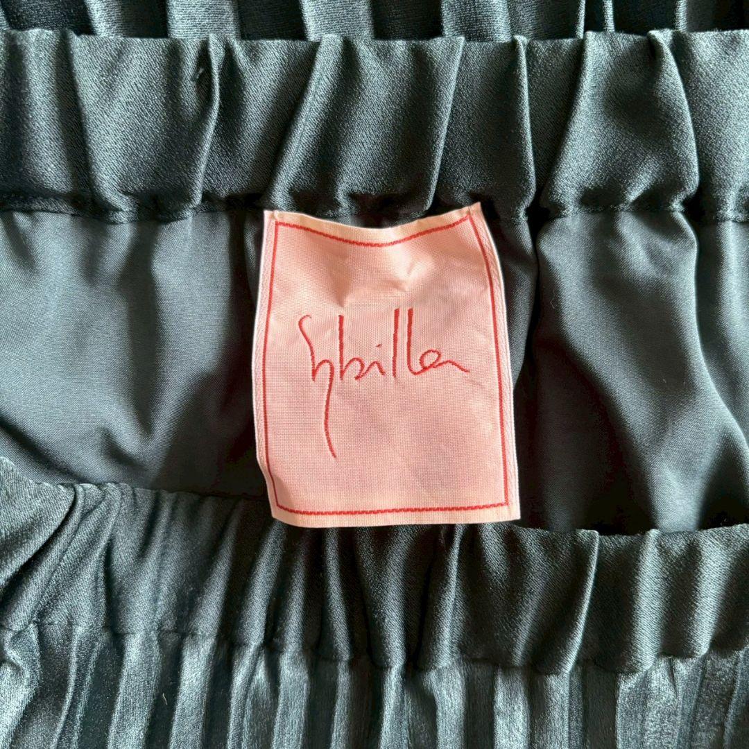 美品　Sybilla　シビラ　サテンセラテリーミディ丈プリーツスカート　グリーン