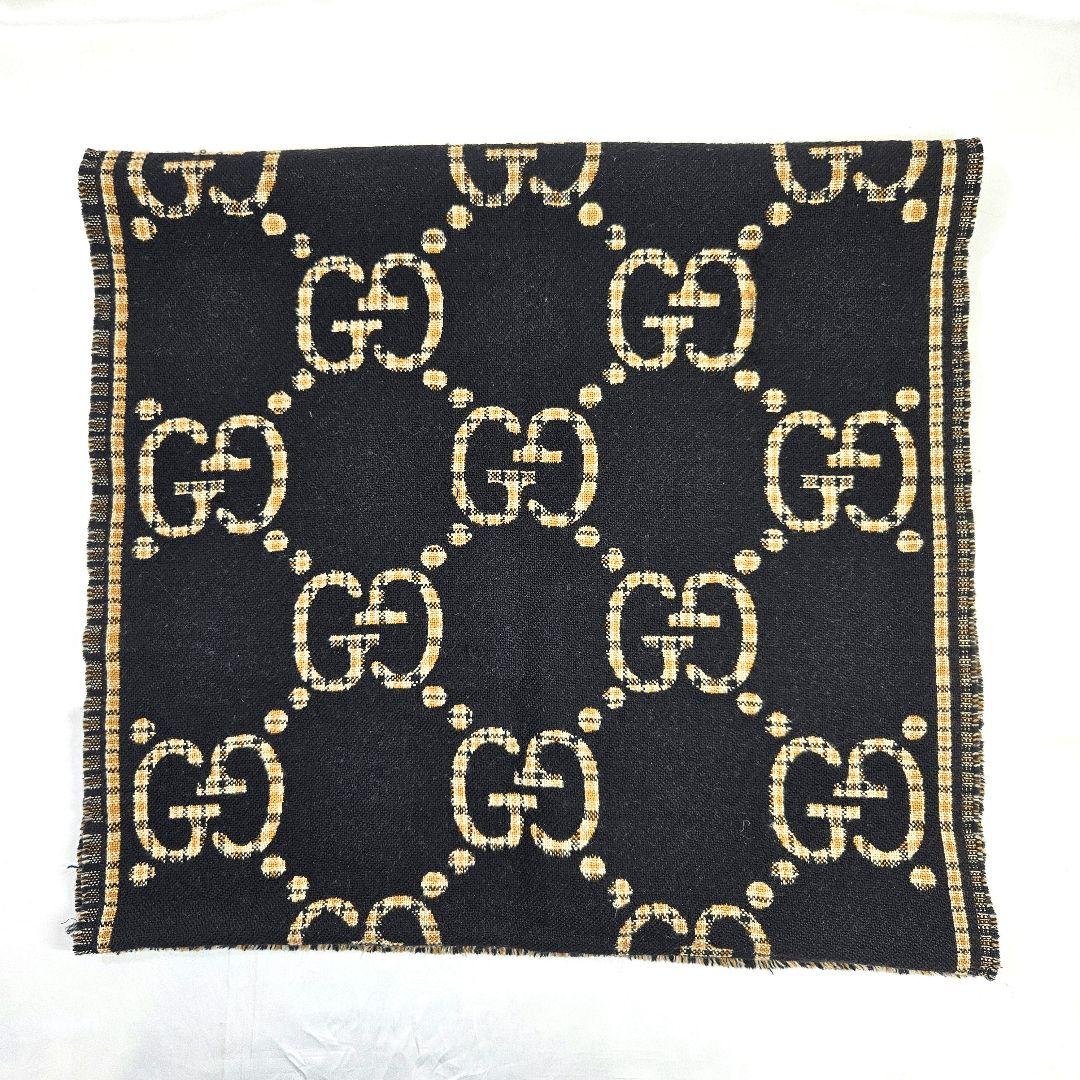 GUCCI グッチ GG ジャガード チェック柄 ストール マフラー