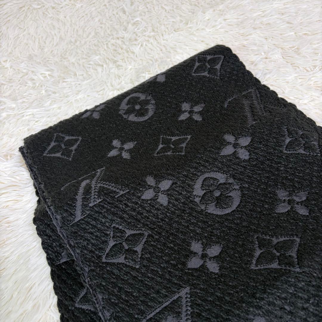 と*む様 美品✨ルイヴィトン モノグラム マフラー エシャルプ ロゴマニブラック