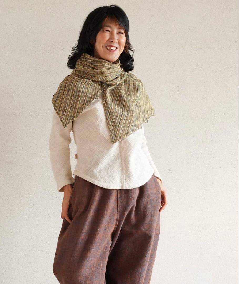 うさとの服  usaato ヘンプコットン 葉っぱストール 美品