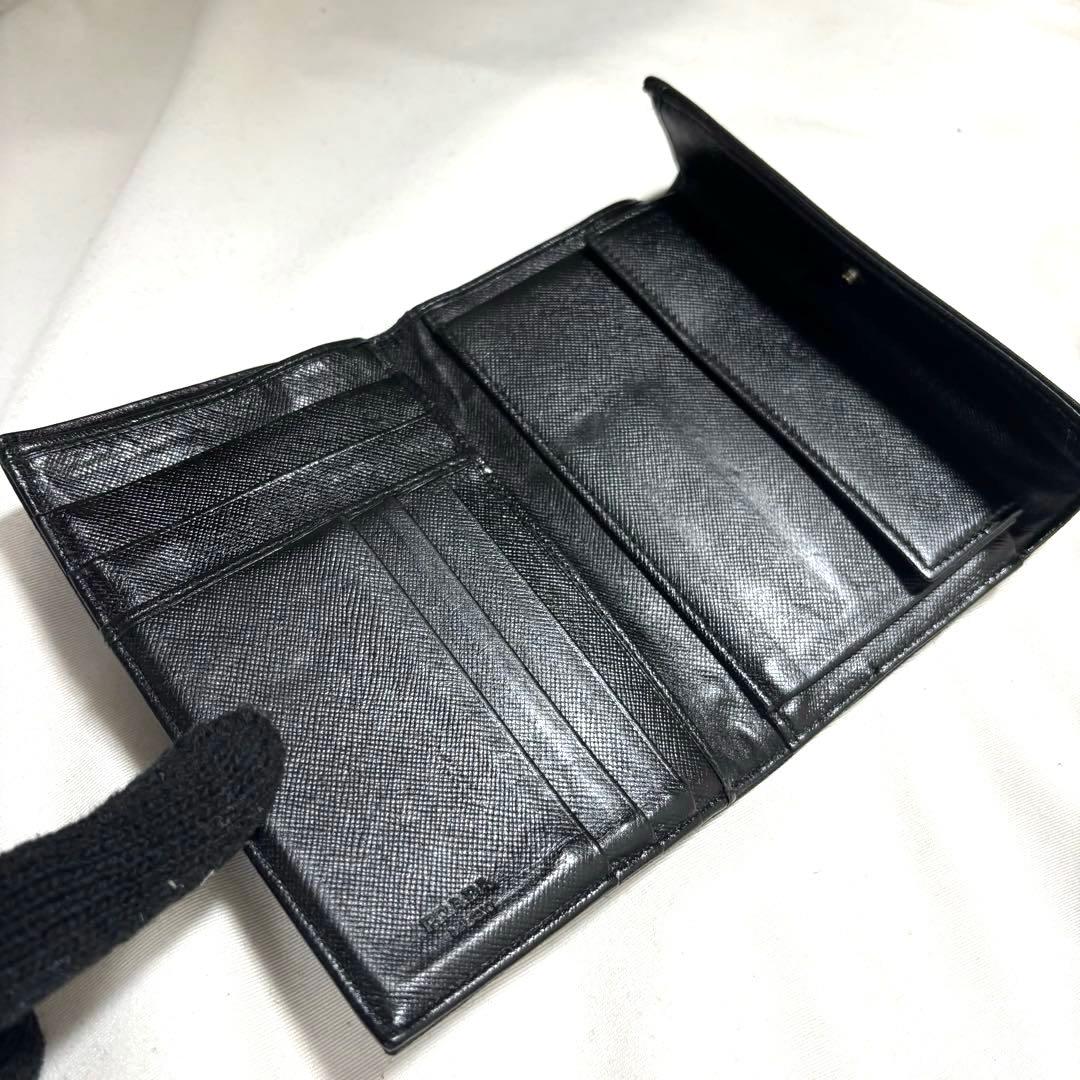 ✨美品✨PRADA プラダ◆黒ブラック◆折財布◆三角ロゴ◆ナイロン×レザー