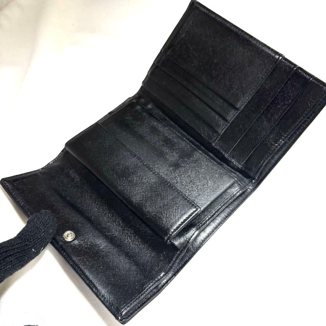 ✨美品✨PRADA プラダ◆黒ブラック◆折財布◆三角ロゴ◆ナイロン×レザー