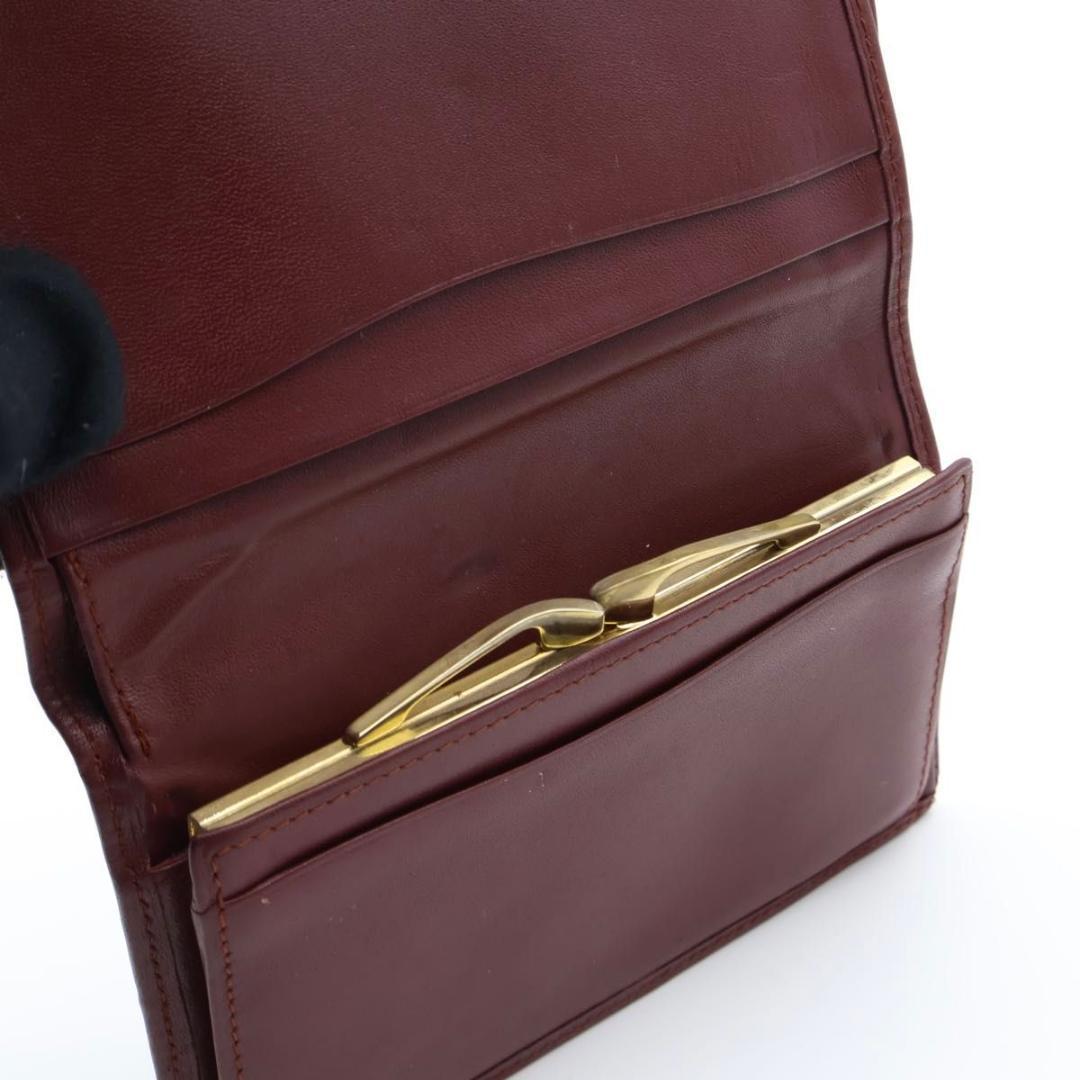 【極美品】Cartier マストライン　がま口三つ折り財布　ワインレッド