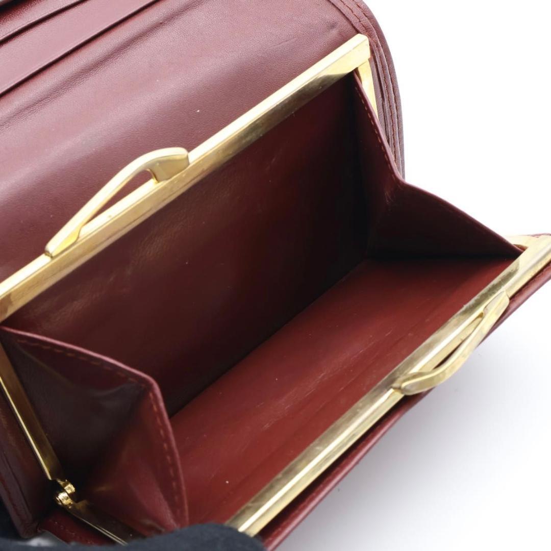 【極美品】Cartier マストライン　がま口三つ折り財布　ワインレッド