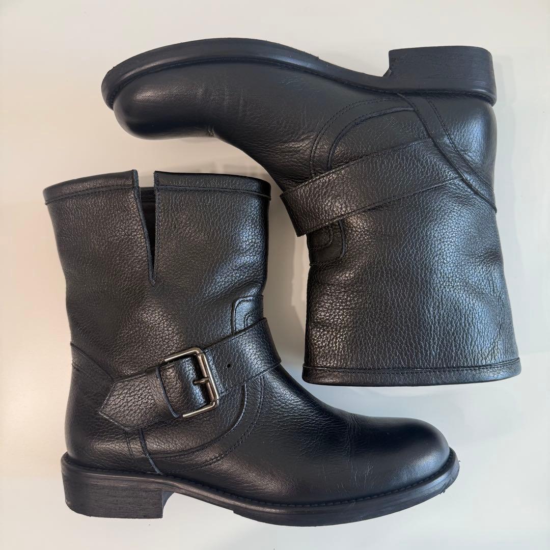 美品 FABIO RUSCONI レザー エンジニアブーツ シボ革 37 黒