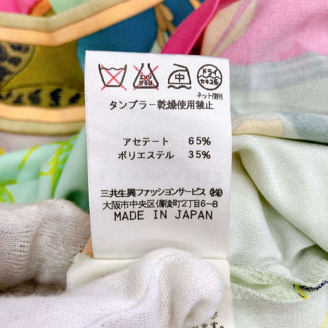マカ93 美品 レオナール 半袖カットソー ハイネック 花柄 カンカン素材 L