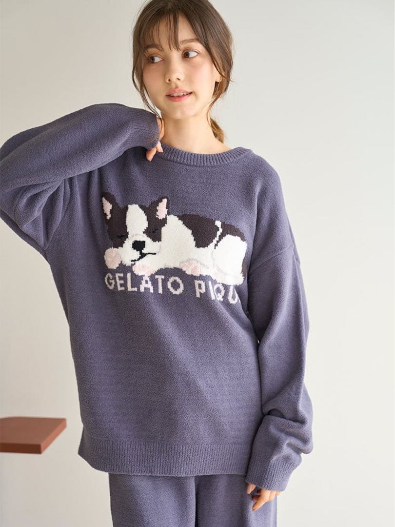 ジェラートピケ SLEEPING DOG プルオーバー&ロングパンツ ブルドッグ