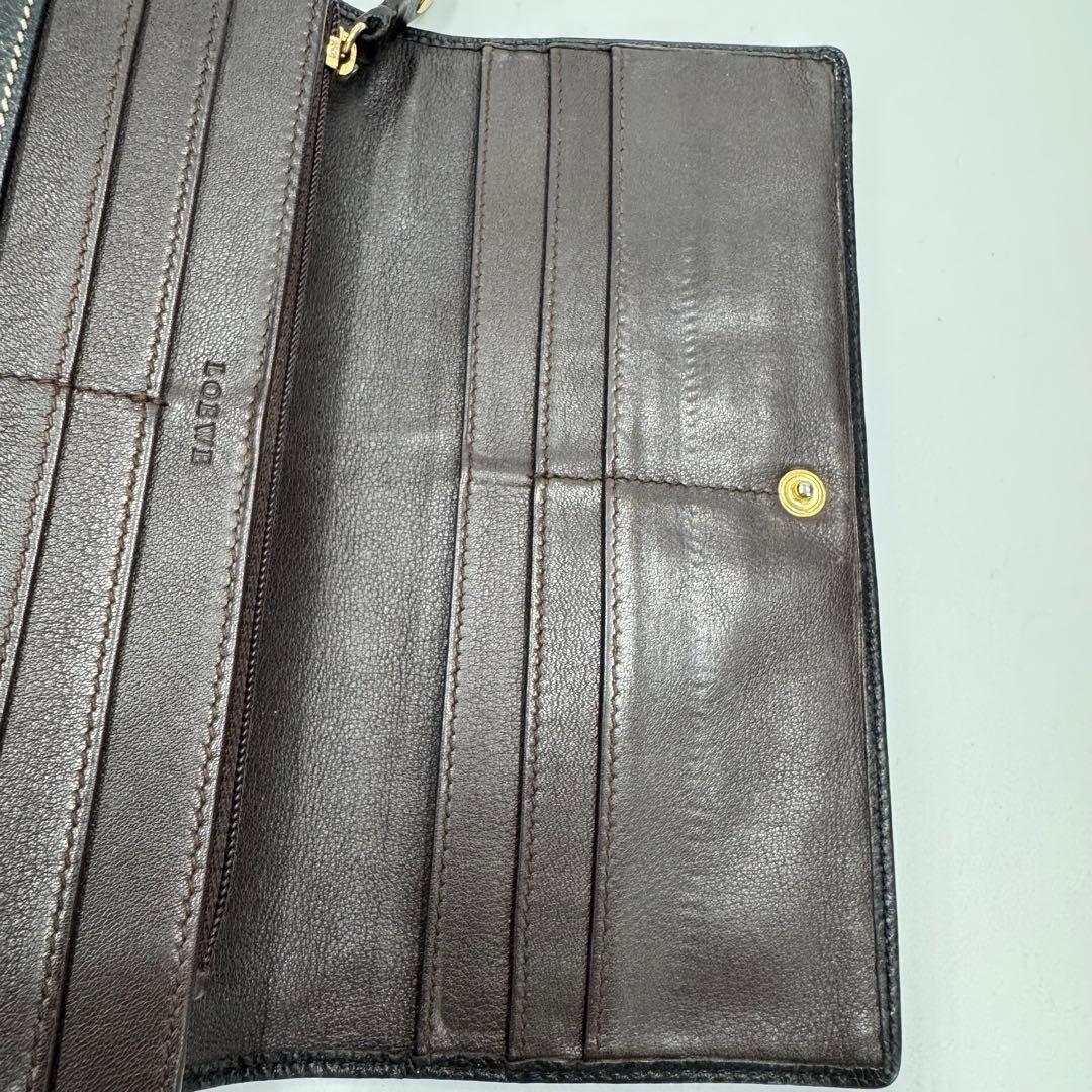 LOEWE ロエベ アナグラム 2つ折り カーフ レザー 長財布 ブラック
