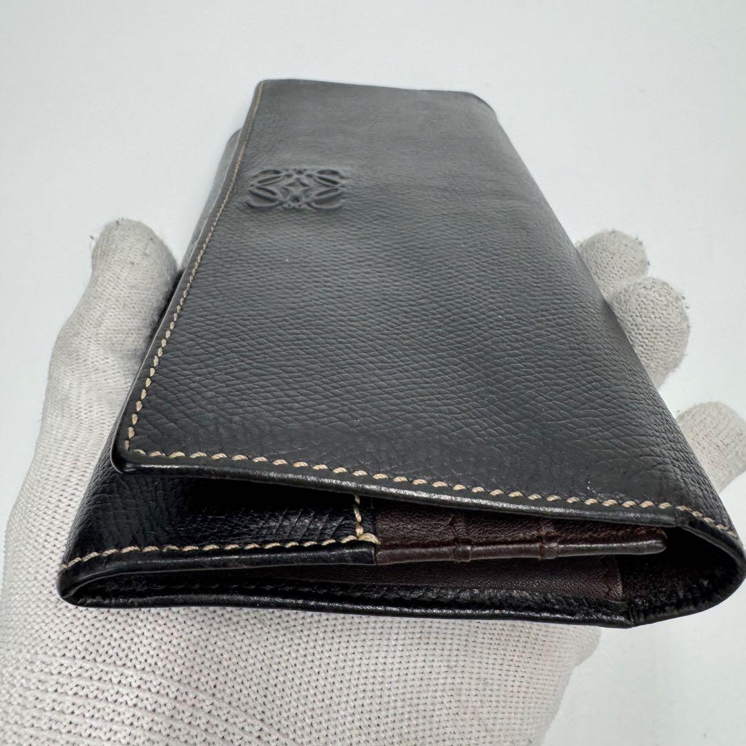 LOEWE ロエベ アナグラム 2つ折り カーフ レザー 長財布 ブラック