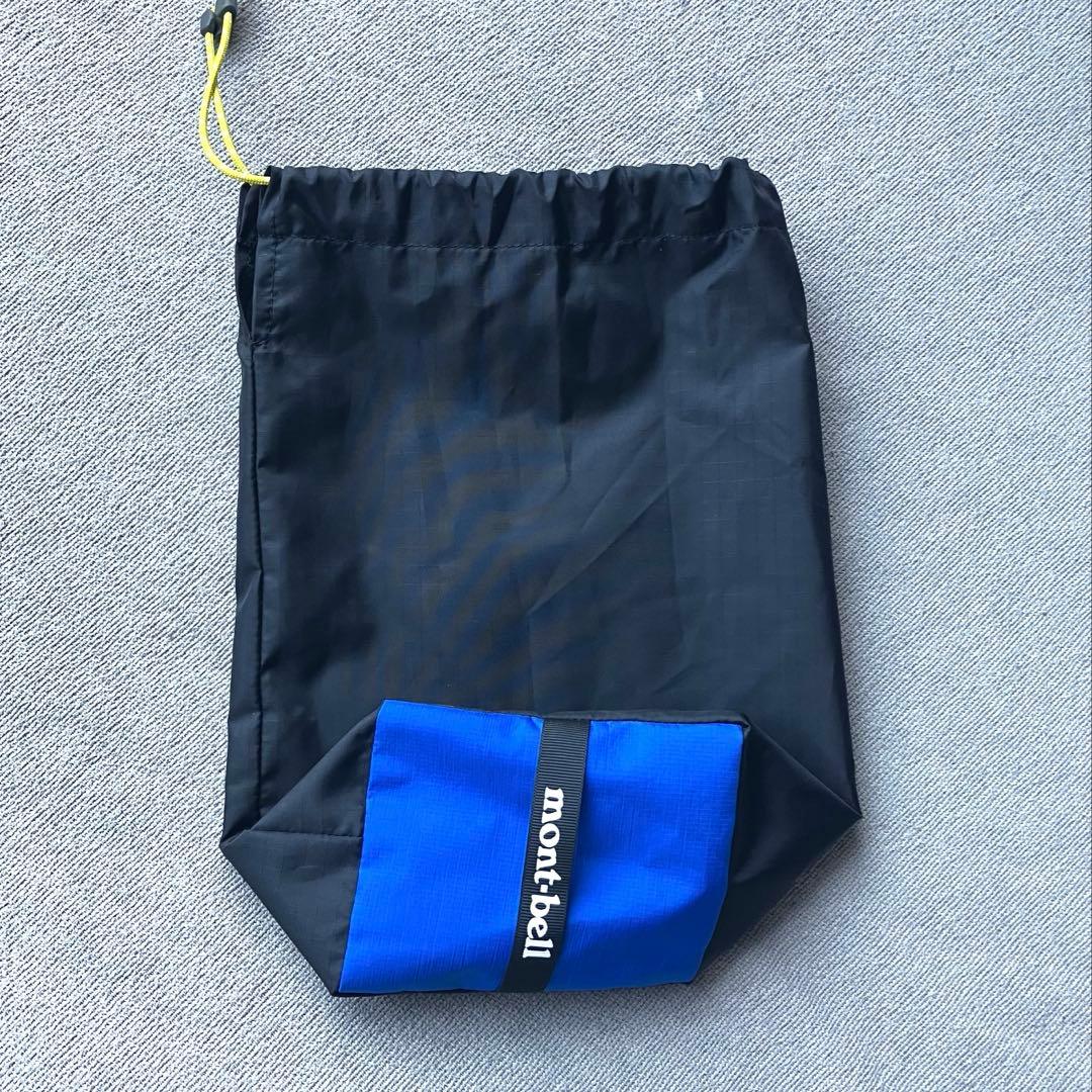 美品　mont-bell 110 青　レイントレッカー　レインウェア　フード付
