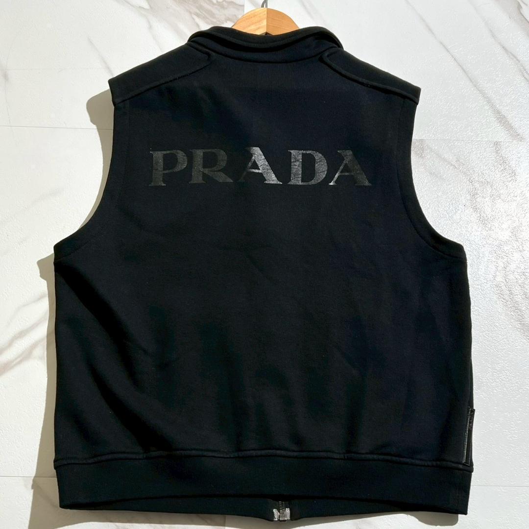希少　PRADA SPORT　プラダ　バックロゴ　スウェット　ジップ　ベスト　黒