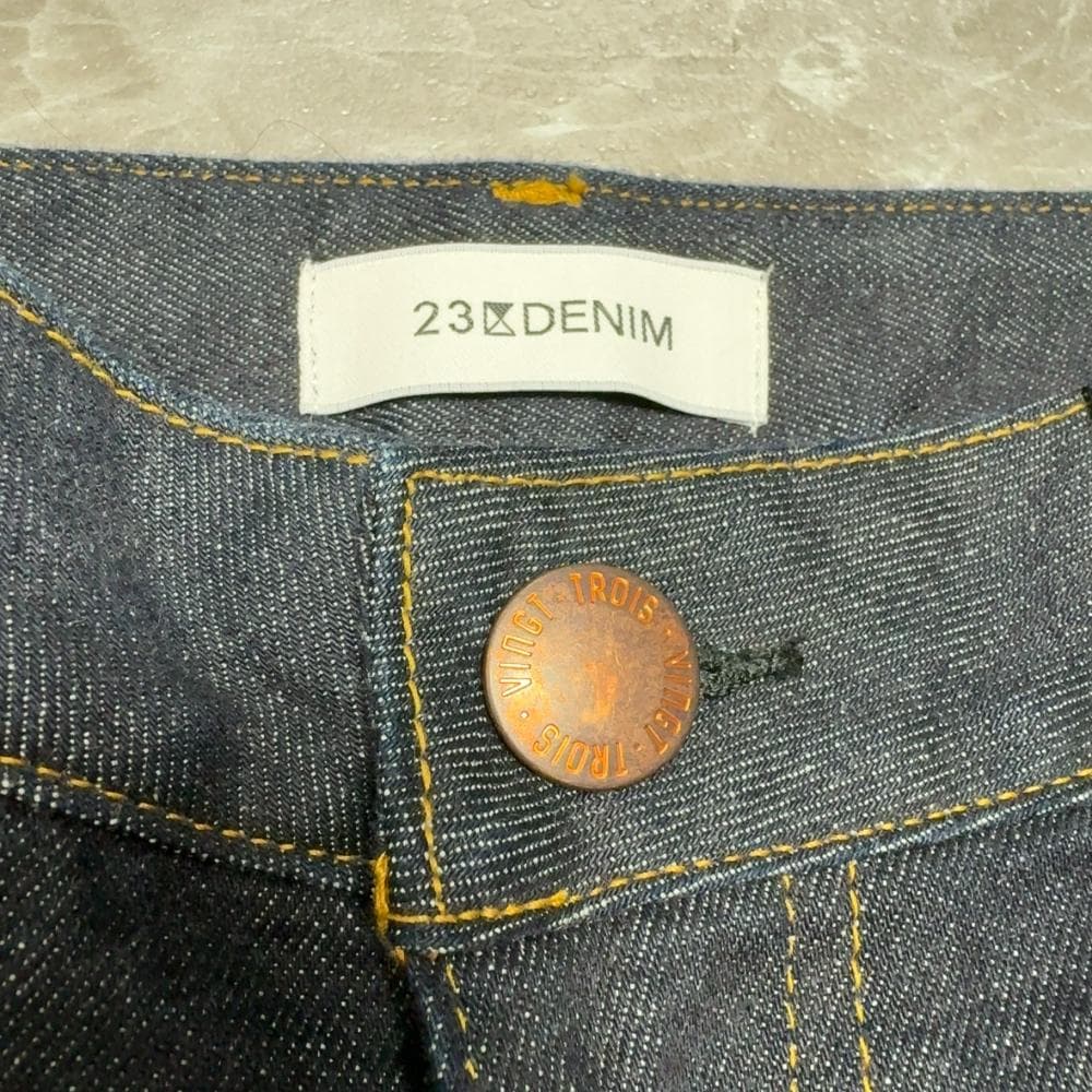大きいサイズ 23区 46 ワイドストレート デニムパンツ 濃紺 ストレッチ