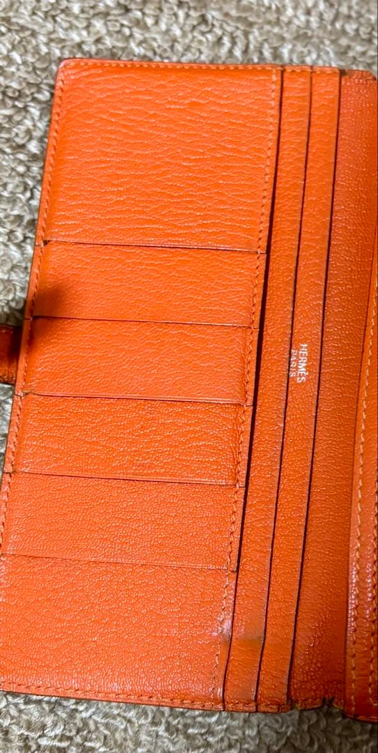 HERMES エルメス　べアン　オレンジ　　長財布