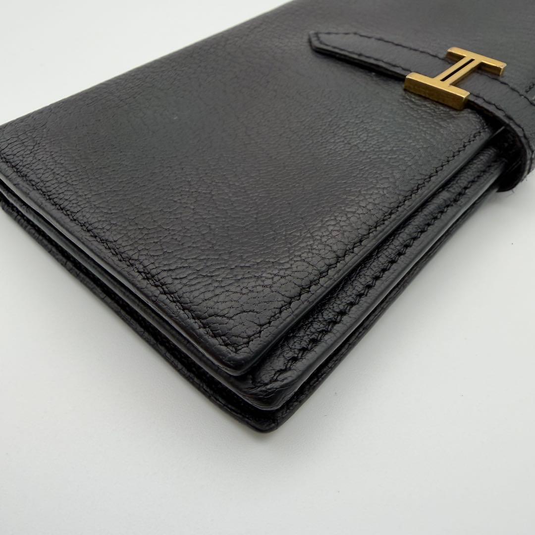 エルメス HERMES ベアン 長財布 □J刻印 ブラック