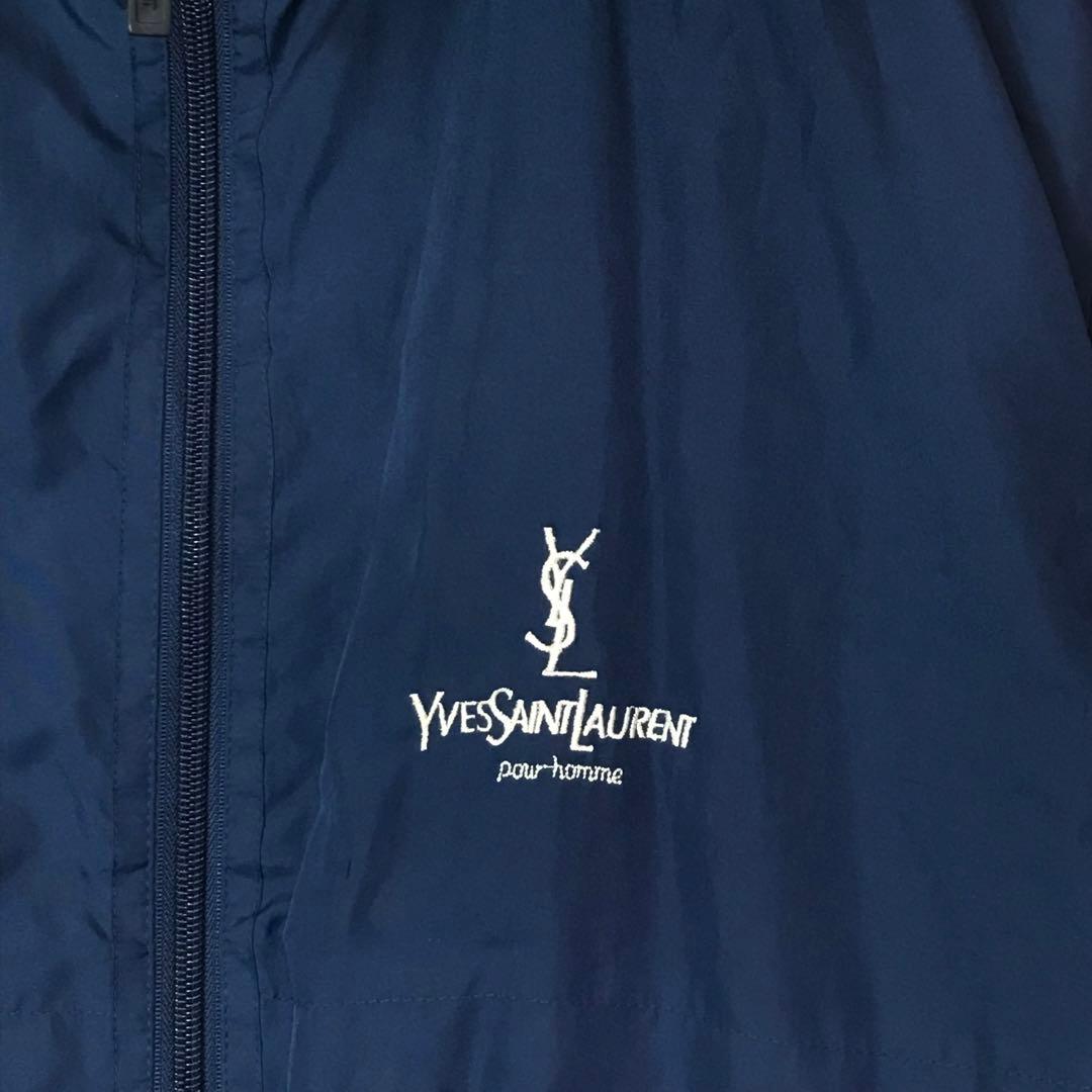 90s イヴ・サンローラン　YSL フルジップジャンパー　刺繍　バックロゴ　M