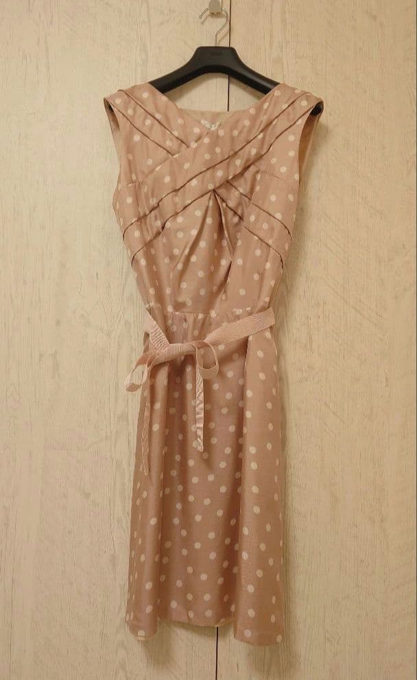 桜ピンク タグ付き　ポールカ未使用　ドット柄　シルクワンピース