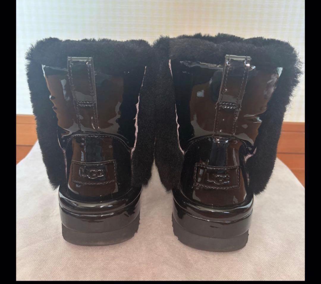 UGG ブーツ 黒 ムートンブーツ 厚底 ブラック 25cm