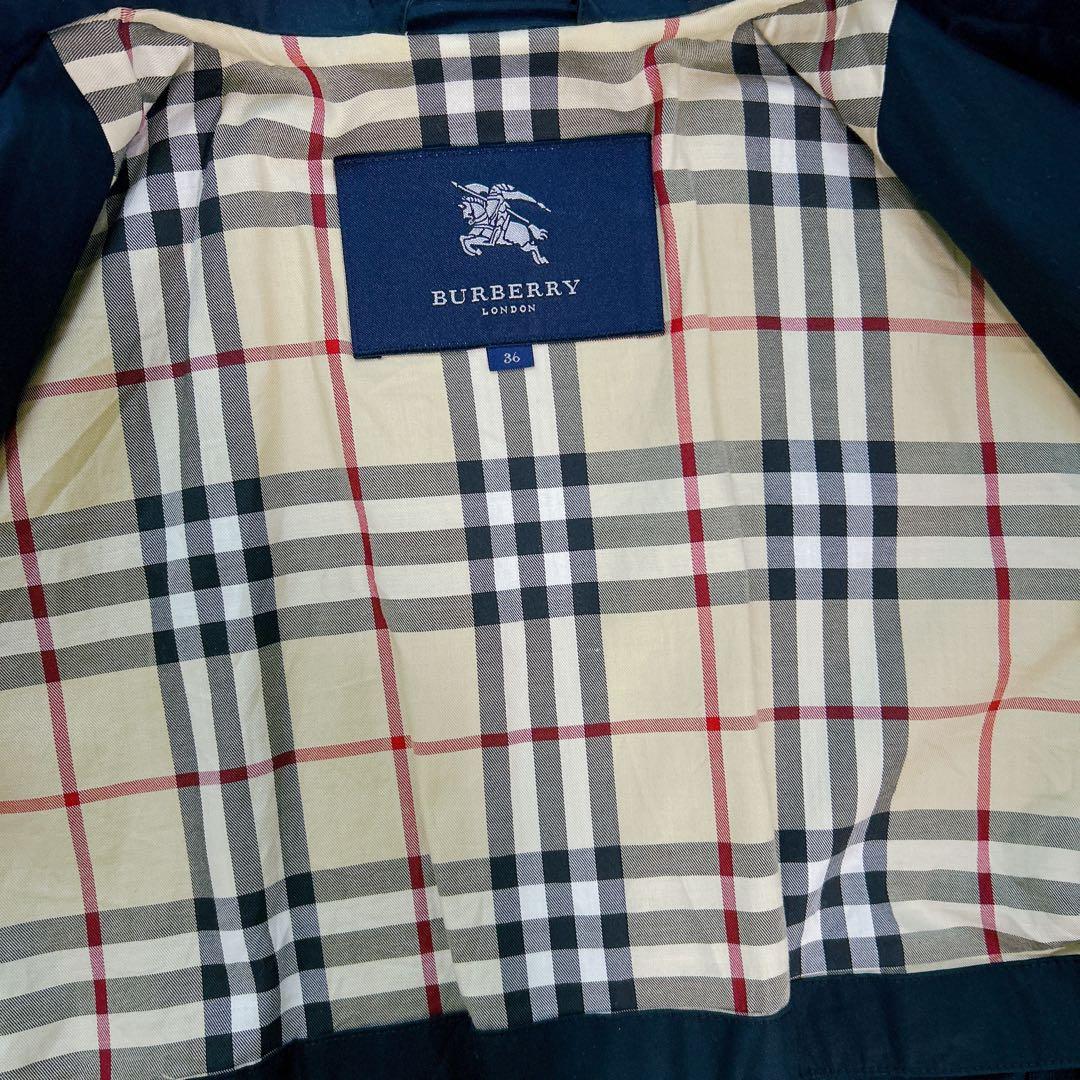 バーバリーBURBERRYトレンチコート スプリングコートネイビー紺36 S