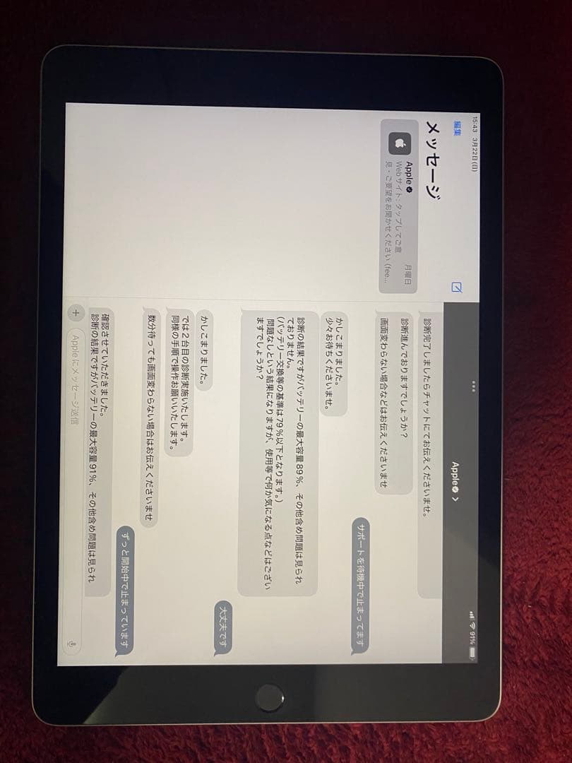ipad第9世代　wifi-Cellularモデル　バッテリー残量89%64GB