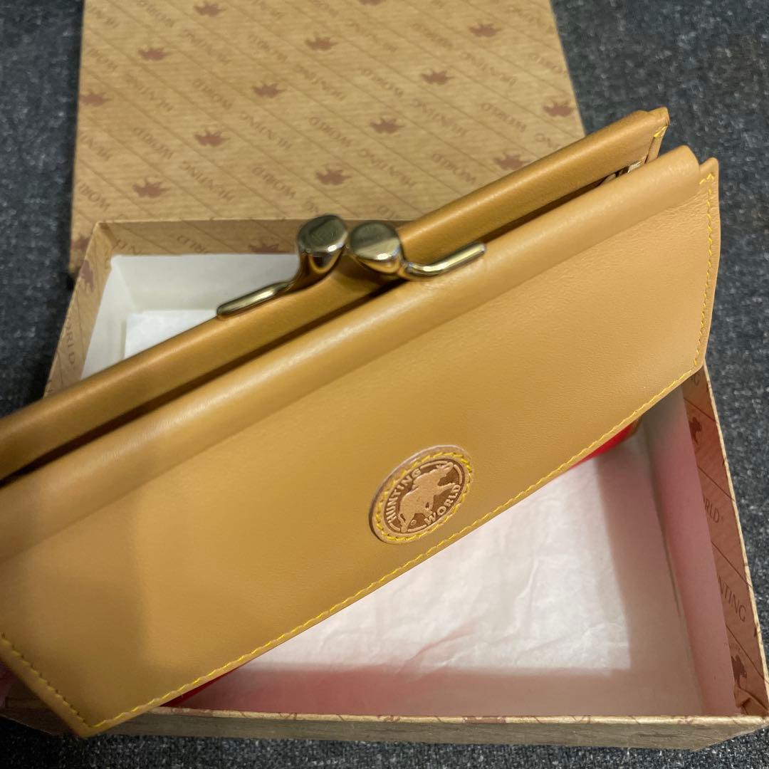 ハンティングワールド バチュークロス レッドナチュラル 二つ折りがま口財布　レア