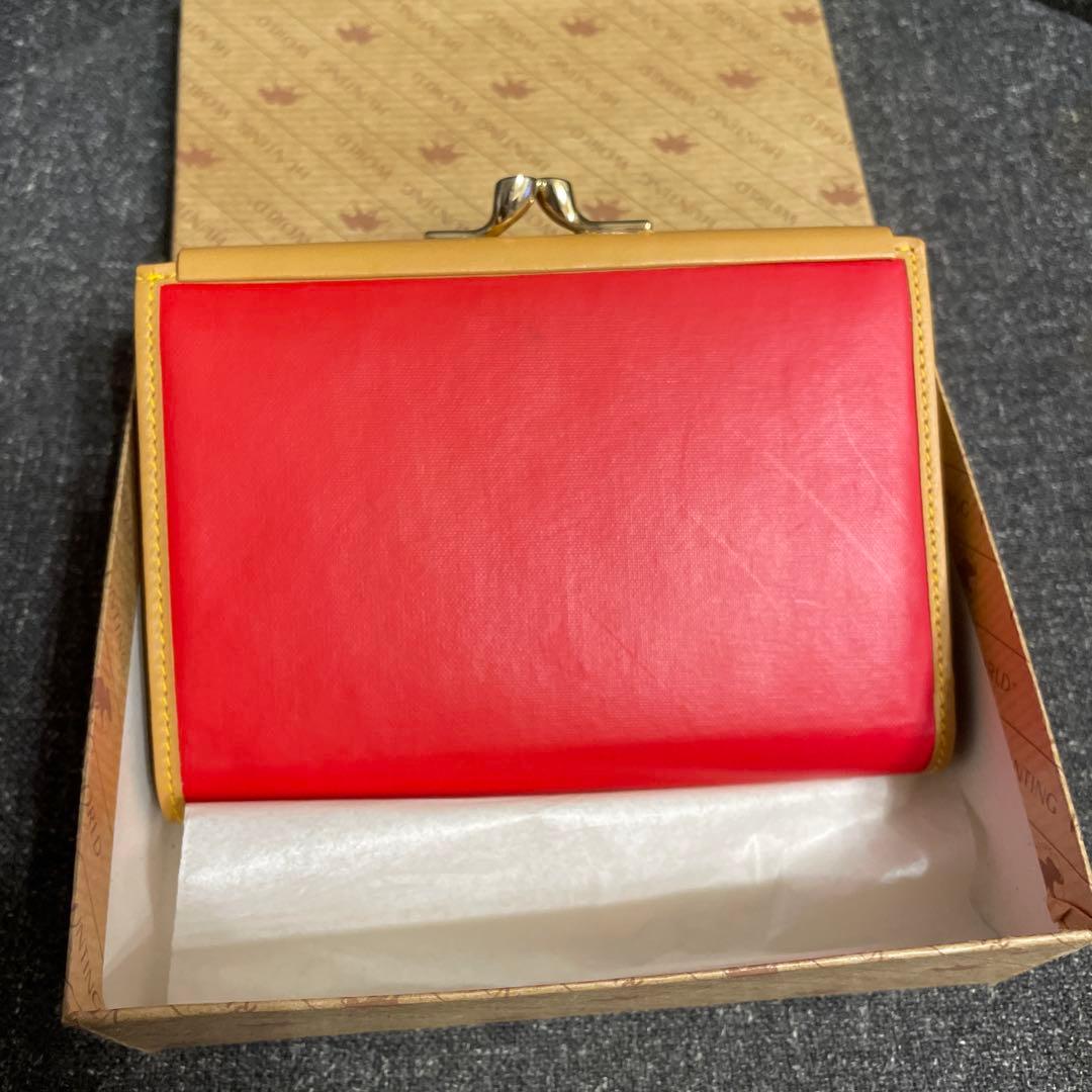 ハンティングワールド バチュークロス レッドナチュラル 二つ折りがま口財布　レア