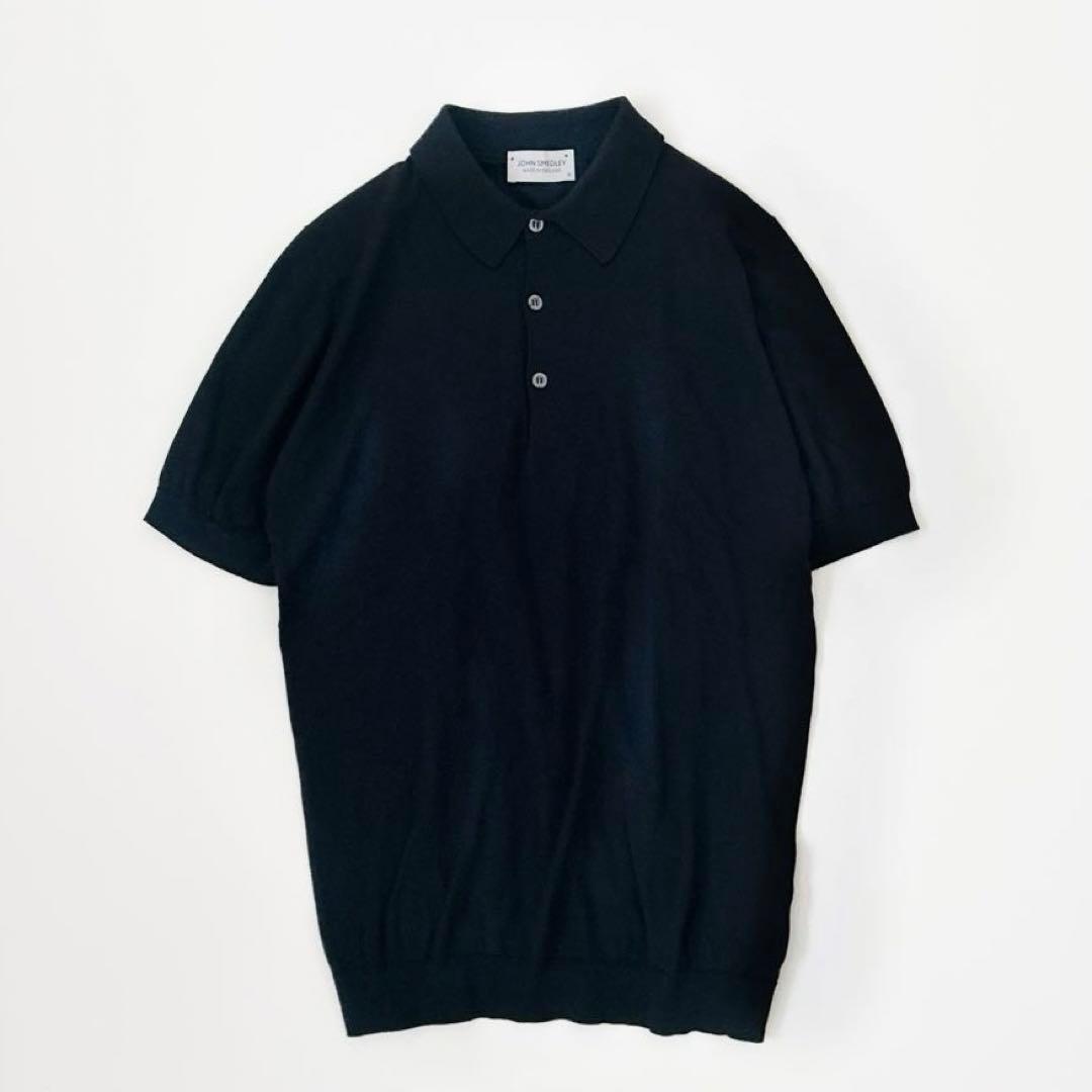 ◾️美品 ジョンスメドレー シーアイランドコットン ニットポロシャツ M ネイビー