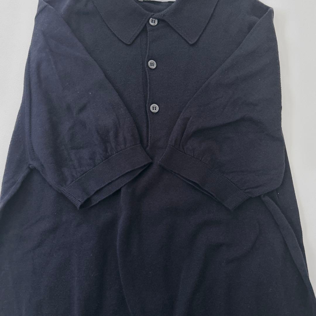 ◾️美品 ジョンスメドレー シーアイランドコットン ニットポロシャツ M ネイビー