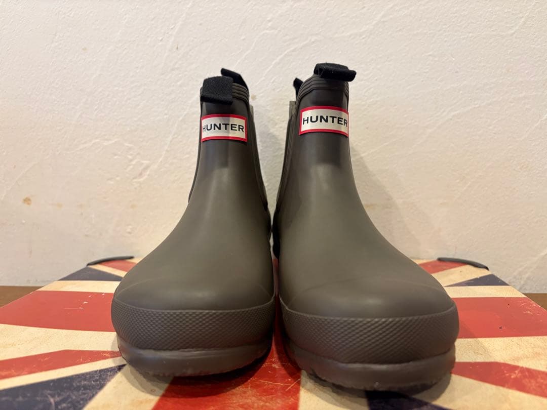 HUNTER グレー ショートレインブーツ