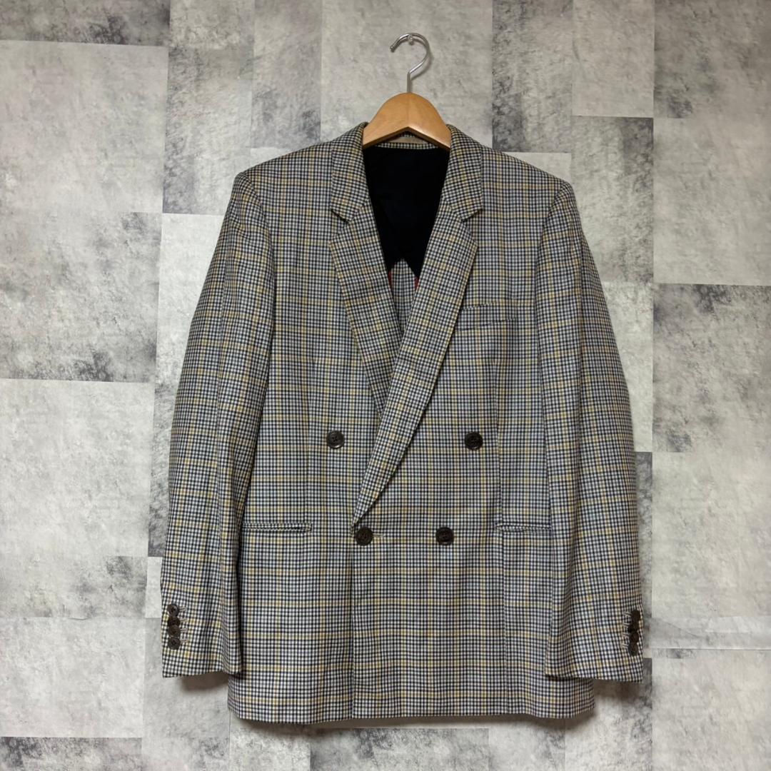 paulsmith 裏地熱帯魚柄 チェック　ダブルジャケット　背抜き　 M50