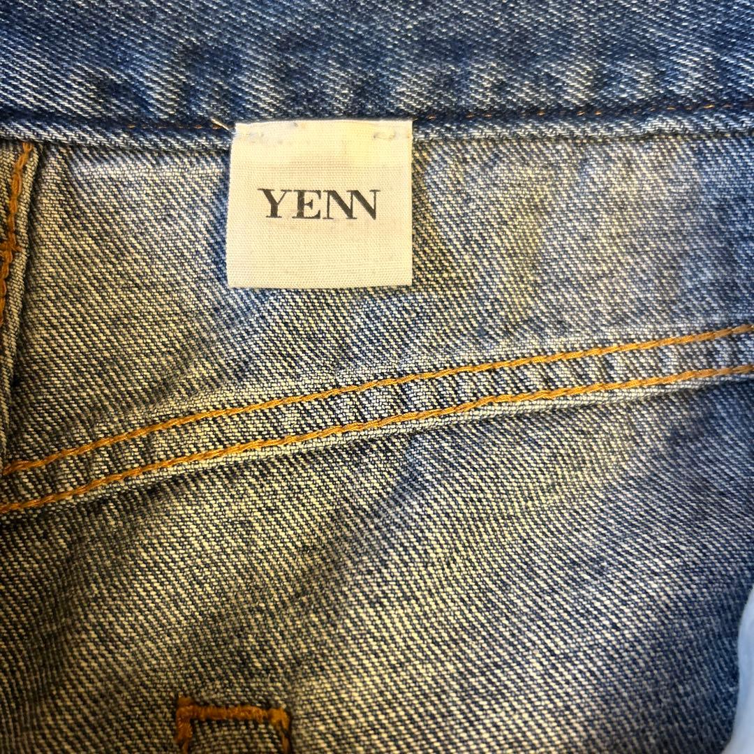 【YENNイエン】ハイダメージ加工ワイドレッグデニム　ライトブルー