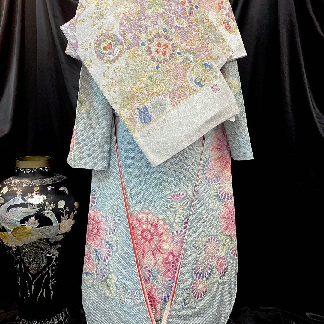 ■逸品■総絞り■菊花模様■古典正絹振袖フルセット■成人式結婚式■振袖一式