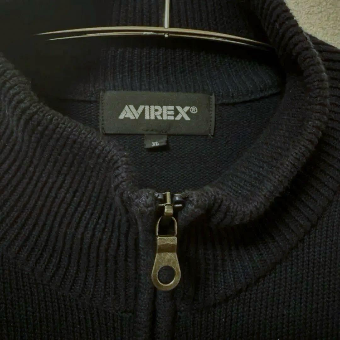 AVIREX XL ネイビー ニット ジャケット メンズ
