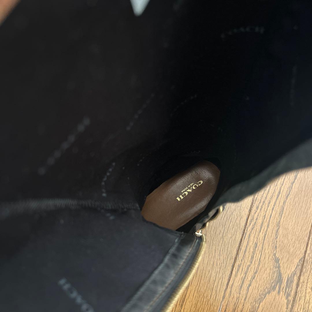 COACH コーチ 本革 ロングブーツ 黒×ブラウン レザー シンプル