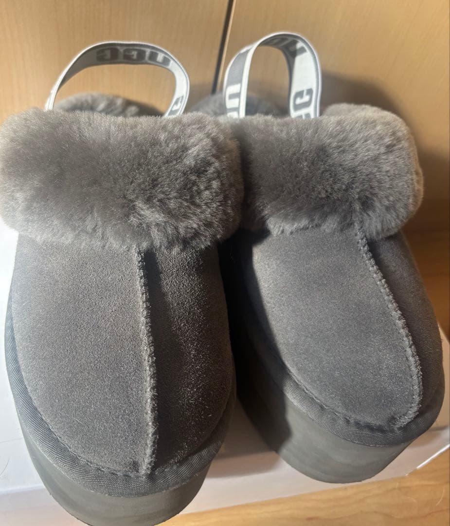 UGG グレー　ファンケット ファー厚底サンダル23cm