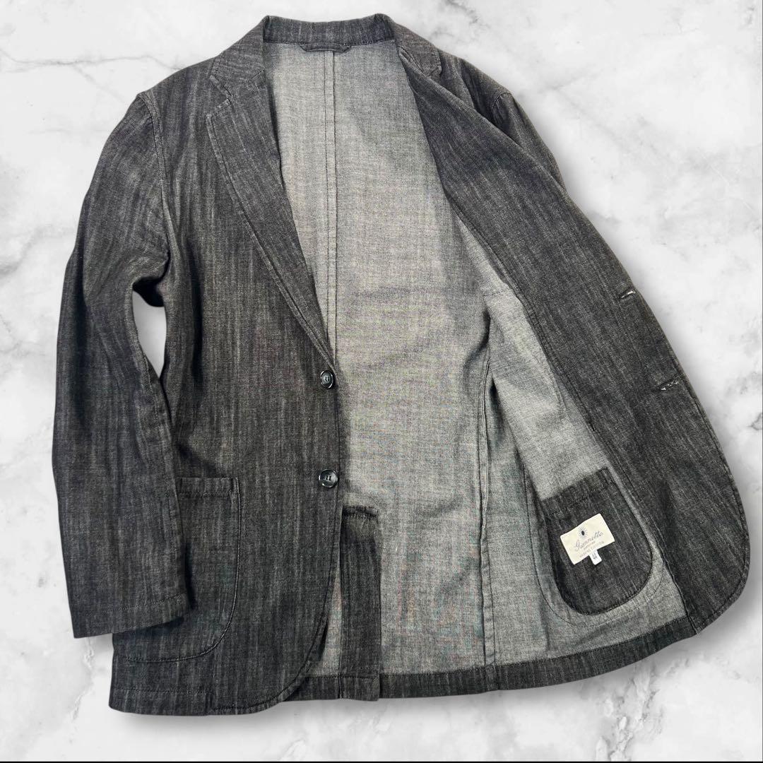 定価4.8万 極美品 GIANNETTO ブラックデニム シャツジャケット 44