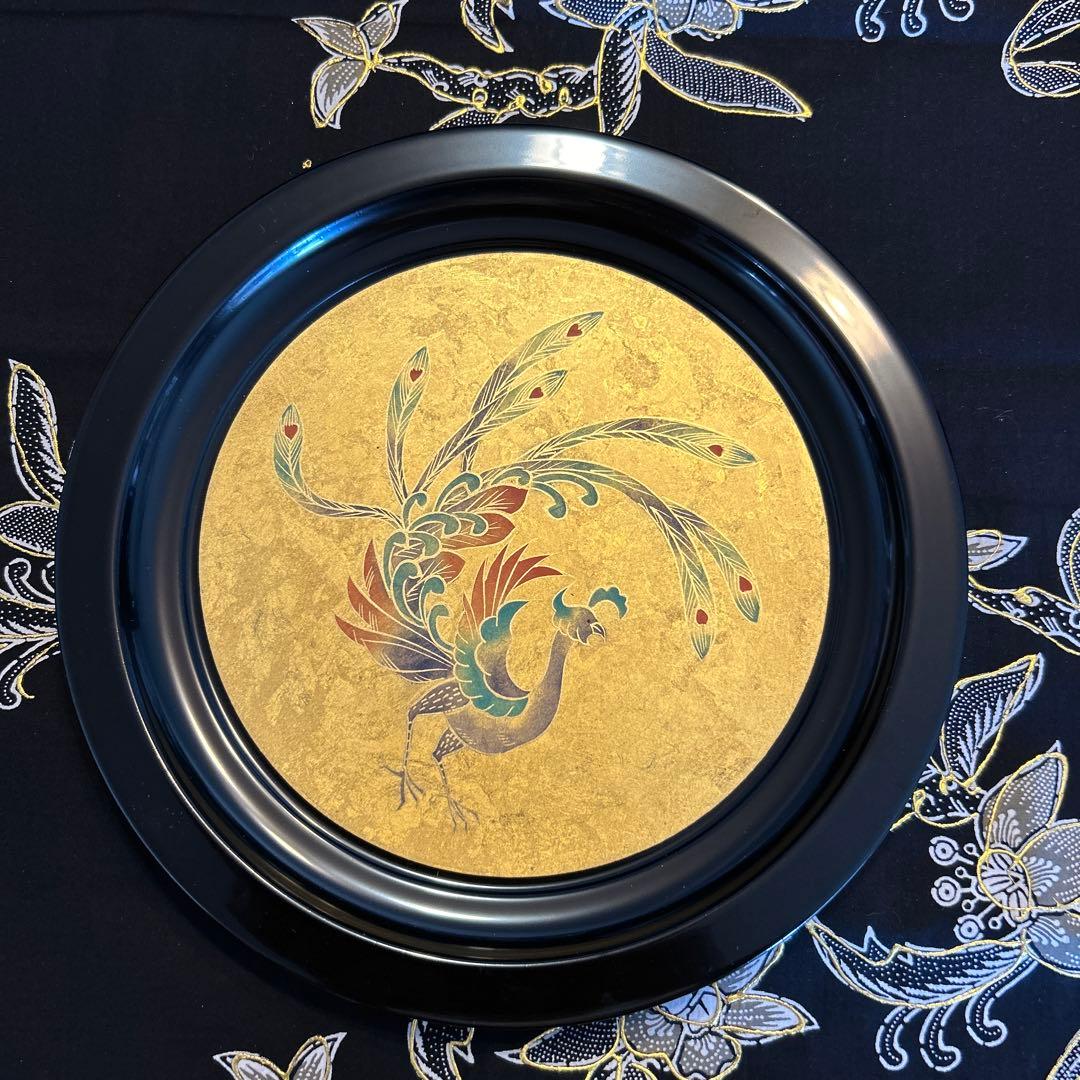 平安象彦　金箔飾皿　(皿立付き) 新品未使用