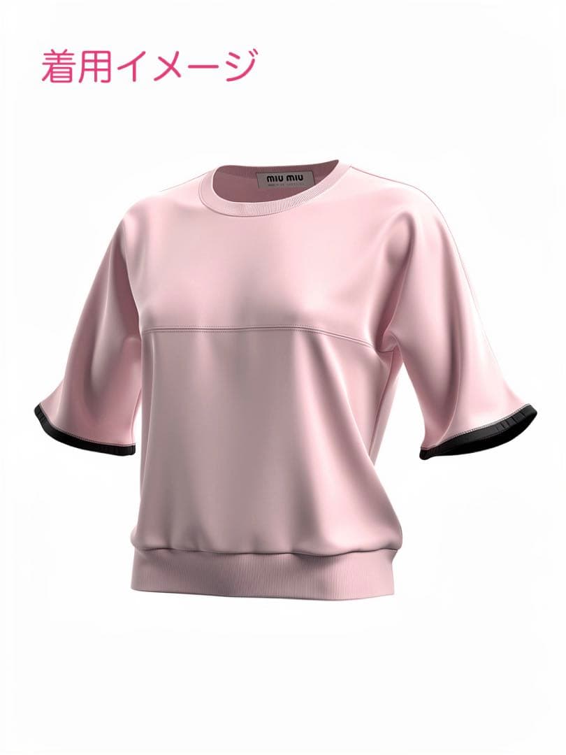 MIU MIU ミュウミュウピンク フリル付き Tシャツ