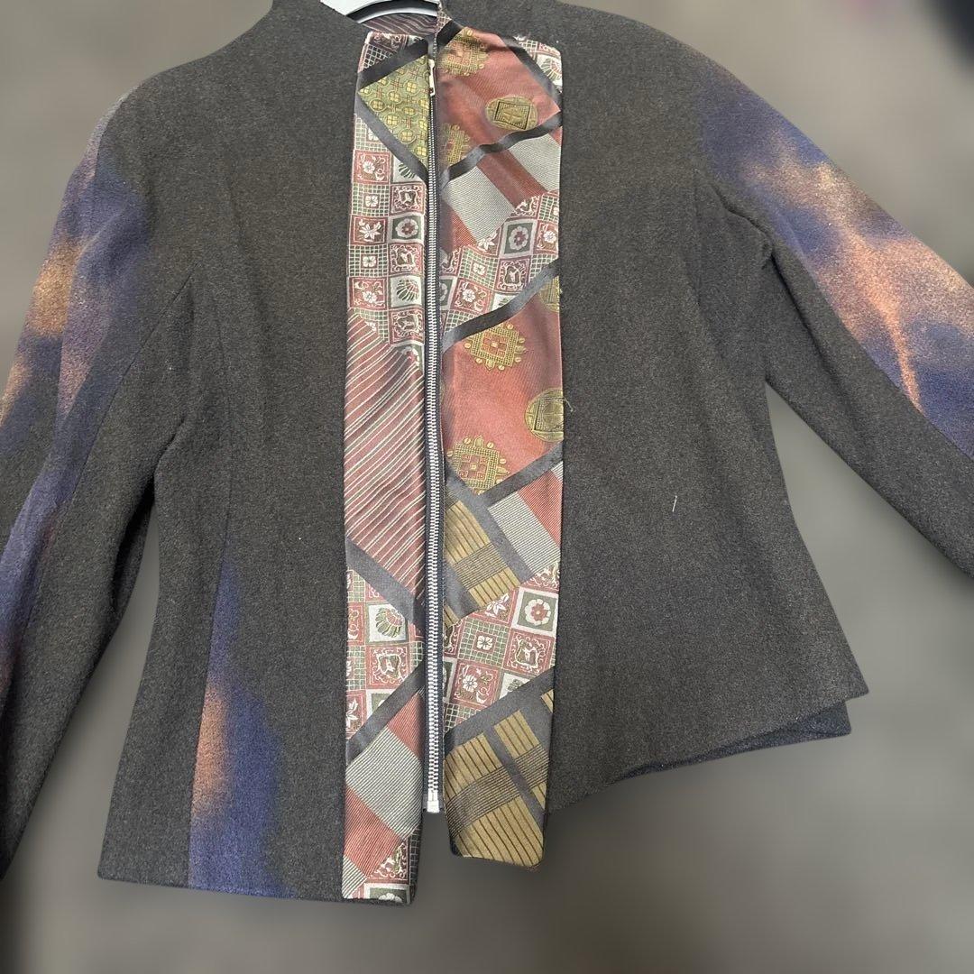 ★KENZO ノーカラー ジャケットコート和柄★